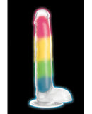 Curve Toys Lollicock 7" Glow In The Dark Silicone Dildo w/Balls - Rainbow