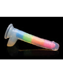 Curve Toys Lollicock 7" Glow In The Dark Silicone Dildo w/Balls - Rainbow