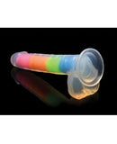 Curve Toys Lollicock 7" Glow In The Dark Silicone Dildo w/Balls - Rainbow