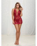 Lace Chemise w/Strappy Back Garnet MD