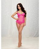 Dotted Mesh Bustier w/Panty Hot Pink 32