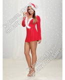 Jersey Santa-Themed Robe w/Marabou Trim Lipstick Red LG