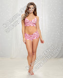 Love Jersey Camisole Set w/Heart-Print Lace Bralette & Panty Lipstick Red 1X