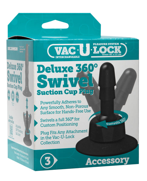 Vac-U-Lock Deluxe 360 Swivel Suction Cup Plug - Black