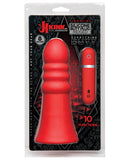 Kink Vibrating Silicone Butt Plug Ridged 8" - Red