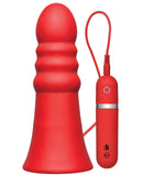 Kink Vibrating Silicone Butt Plug Ridged 8" - Red