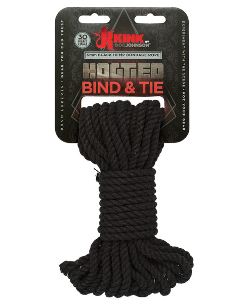 Kink Bind & Tie Hemp Bondage Rope - 30 ft - Black