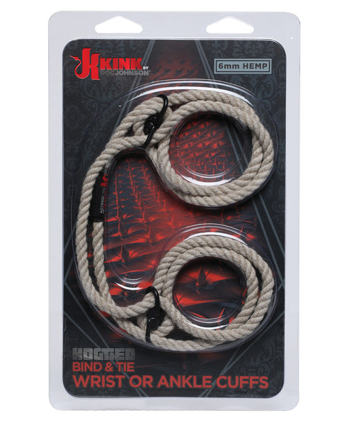 Kink Hogtie Bind & Tie Wrist or Ankle  Cuffs - Natural 6 mm Hemp