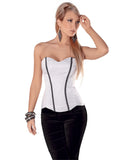 Chain Trim Corset w/Soft Boning, Side Zipper & Lace Up Back - Grey