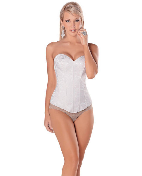 Elegant & Seductive Sheer Back Paneled Corset w/Soft Boning & Side Zipper - White