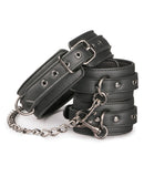 Easy Toys Leather Collar w/Handcuffs - Black