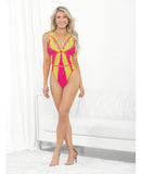 Festival Wear Strappy Teddy w/Brazilian Back Neon SM