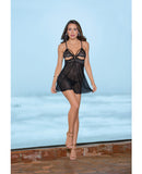 Sheer Strappy Back Babydoll Black MD