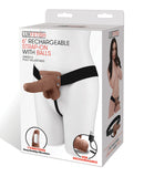 Lux Fetish 6" Rechargeable Strap On w/Balls - Brown