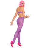 Vivace Lace Bodystocking w/Satin Bow Detail Neon Purple O/S