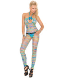 Vivace Halter Bodystocking in Geometric Print Multi Color O/S