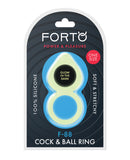 Forto F-88 Double Ring Liquid Silicone Cock Ring - Glow in the Dark