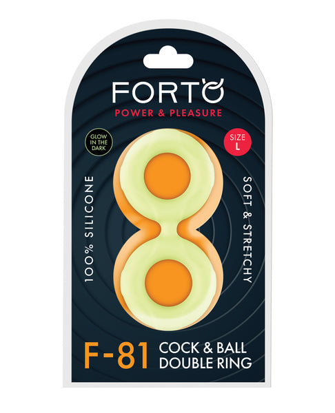 Forto F-81 51mm Double Ring Liquid Silicone Cock Ring - Glow in the Dark