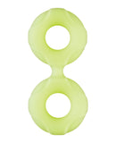 Forto F-81 44mm Double Ring Liquid Silicone Cock Ring - Glow in the Dark