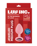 Luv Inc. Jeweled Silicone Butt Plug w/Three Stones - Medium Light Pink