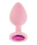 Luv Inc. Jeweled Silicone Butt Plug w/Three Stones - Medium Light Pink