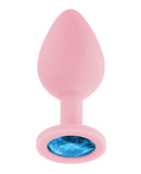 Luv Inc. Jeweled Silicone Butt Plug w/Three Stones - Medium Light Pink