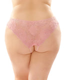 Poppy Crotchless Floral Lace Panty Pink QN