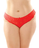 Poppy Crotchless Floral Lace Panty Red QN