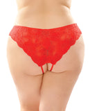 Poppy Crotchless Floral Lace Panty Red QN