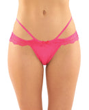 Posey Strappy Lace & Microfiber Crotchless Panty Pink L/XL