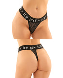 Vibes Buddy Pack Icy Girl Metallic Boy Brief & Lace Thong Black L/XL