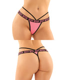 Vibes Buddy Sexy Bitch Lace Panty & Micro Thong Black/PNK S/M