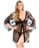 Curve Courtney Lace Robe & G-String - Black