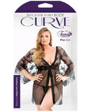 Curve Courtney Lace Robe & G-String - Black