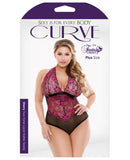 Curve Sherry Two Tone Lace Halter Teddy Black/Pink 3X/4X