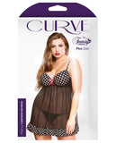 Polka Dot Underwire Babydoll & G-String Black