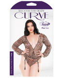 Curve Shiva Long Sleeve Animal Print Teddy w/Detachable Garters Leopard 1X/2X