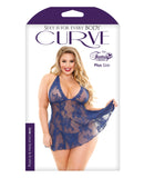 Curve Livie Lace Chemise & G-String - Navy