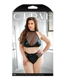 Curve Rebel Wetlook Halter Top w/Removable Chain & Panty Black 1X/2X