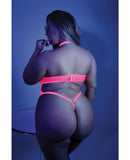 Glow Black Light Harness Mesh Body Suit Neon Pink QN