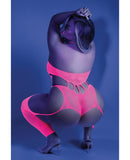 Glow Black Light Footless Teddy Bodystocking Neon Pink QN