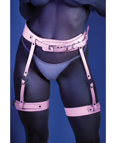 Glow Strapped In Glow in the Dark Leg Harness Light Pink O/S