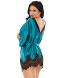 Holiday/Valentines Baby Its Cold Outside Satin Robe w/Panty Blue/Black S/M