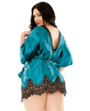 Holiday/Valentines Baby Its Cold Outside Satin Robe w/Panty Blue/Black 1X/2X