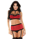 Holiday/Valentines Shape of my Heart Contour Cup, Detachable Choker & Panty Red/Black M/L