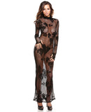 Tease Genevieve Floral Lace Gown w/G-String Black OS