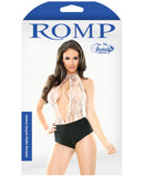 Harlow Sequin Halter Romper - Nude