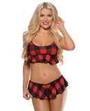 Sleep Noelle Crop Cami Top w/Plaid Print & Shorties Red/Black M/L