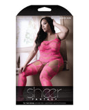 Sheer Fantasy To the Moon Multi Garter Bodystocking Neon Pink QN