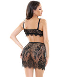 Tease Trisha Lace Bustier & Skirt - Black